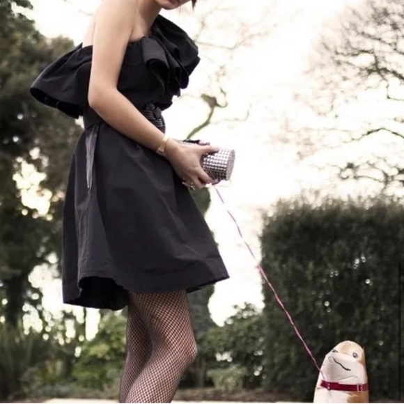 Lanvin H&M Little Black One Shoulder Dress SZ 6 worn once - Picture 8 of 11